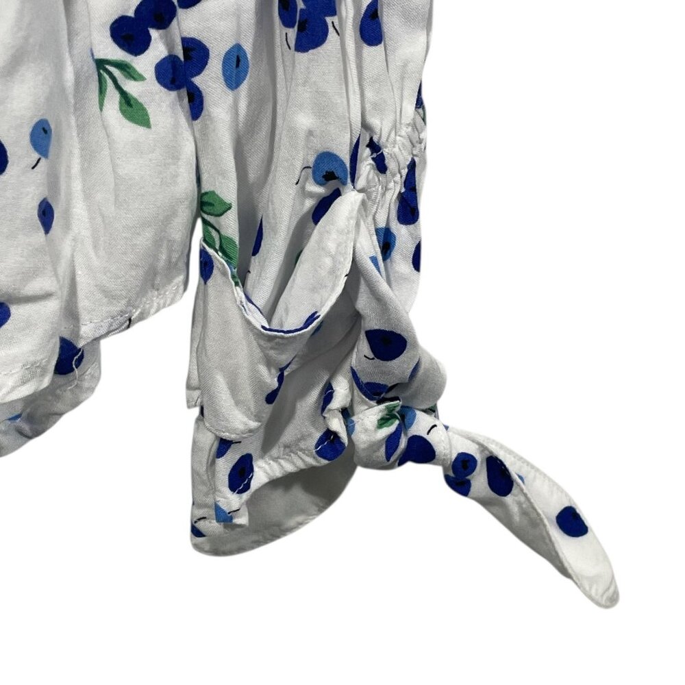 Anthropologie MAEVE Blithe Button Up Shirt Blueberry Print Tie Sleeves Sz 4 - Picture 7 of 10